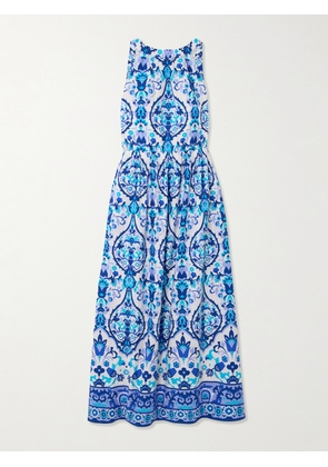 Cara Cara - Colomba Open-back Floral-print Cotton-poplin Maxi Dress - Blue - x small,small,medium,large,x large,xx small