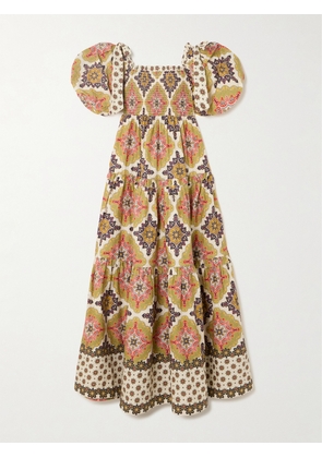 Cara Cara - Tatiana Tie-detailed Ruffled Shirred Printed Cotton-voile Maxi Dress - Multi - x small,small,medium,large,x large