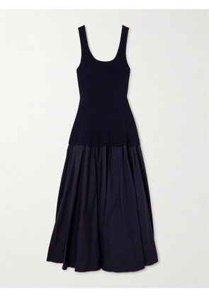 SIMKHAI - Silas Ribbed-knit And Cotton-poplin Midi Dress - Blue - x small,small,medium,large,x large