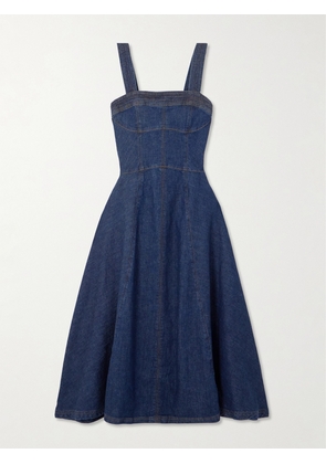 SIMKHAI - Cici Paneled Organic Denim Midi Dress - Blue - US00,US0,US2,US4,US6,US8,US10,US12