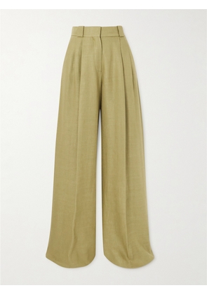 Blazé Milano - Husi Pleated Linen And Silk-blend Wide-leg Pants - Green - 00,0,1,2,3,4