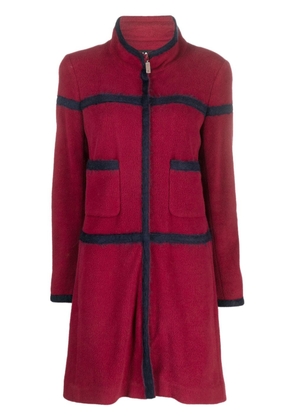 CHANEL Pre-Owned two-tone zip-up fleece coat - Red