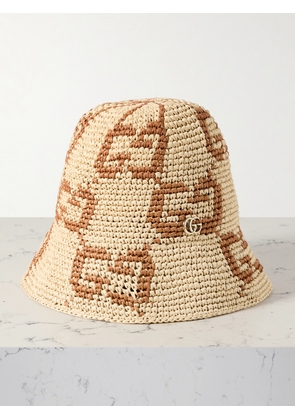 Gucci - Embellished Straw Bucket Hat - Neutrals - S,M,L