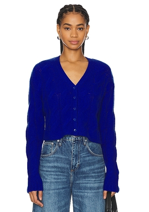 SABLYN Jolie Cropped Cable Cardigan in Blue. Size M, S, XS.