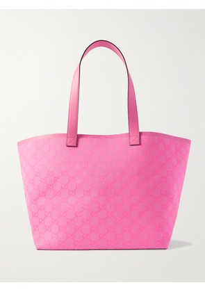 Gucci - Totissima Leather-trimmed Canvas-jacquard Tote - Pink - One size