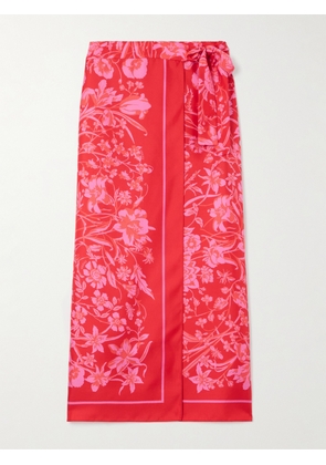 Gucci - Floral-print Silk-twill Midi Wrap Skirt - Red - IT38,IT40,IT42,IT44