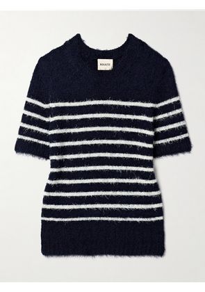 KHAITE - Luphia Striped Silk And Cashmere-blend T-shirt - Blue - x small,small,medium,large,x large