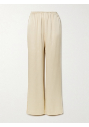 Anine Bing - Aden Silk-blend Charmeuse Wide-leg Pants - Neutrals - xx small,x small,small,medium,large,x large