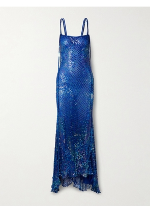 The Attico - Asymmetric Draped Embellished Maxi Dress - Blue - IT38,IT40