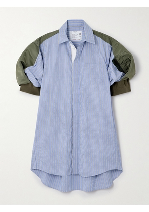 Sacai - Shell-trimmed Cotton-poplin Mini Shirt Dress - Blue - 1,2,3,4
