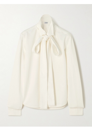 Loewe - Pussy-bow Cotton-twill Blouse - White - FR34,FR36,FR38,FR40