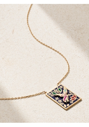 L’Atelier Nawbar - Fly Like A Bird 18-karat Gold, Enamel And Diamond Necklace - Blue - One size