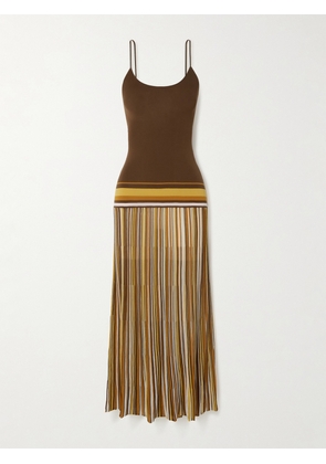 Faithfull - Citara Open-back Striped Ribbed-knit Cotton-blend Maxi Dress - Brown - x small,small,medium,large,x large,xx large