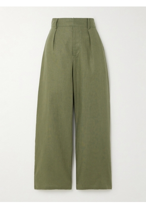Faithfull - Ida Linen Wide-leg Pants - Green - x small,small,medium,large,x large,xx large
