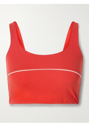 Skin - Eris Striped Stretch Organic Pima Cotton-jersey Sports Bra - Red - x small,small,medium,large,x large