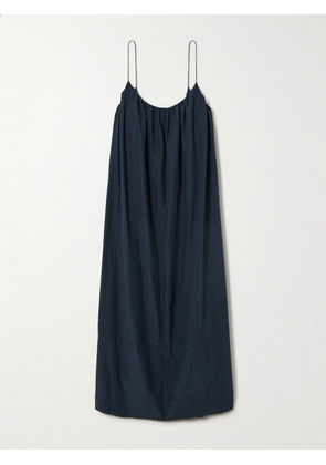 Faithfull - Sienne Gathered Silk And Cotton-blend Voile Maxi Dress - Blue - x small,small,medium,large,x large,xx large