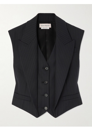 Alexander McQueen - Paneled Pinstriped Wool Vest - Blue - IT38,IT40,IT42,IT44