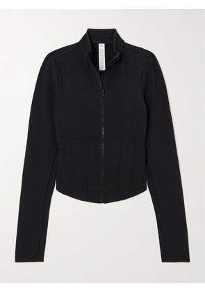 Alo Yoga - Airbrush Ribbed Stretch-jersey Corset Jacket - Black - x small,small,medium,large