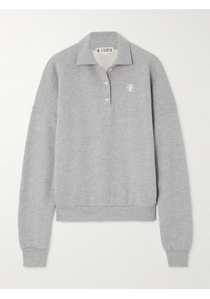 ÉTERNE - Oversized Embroidered Cotton And Modal-blend Jersey Polo Sweatshirt - Gray - x small,small,medium,large,x large