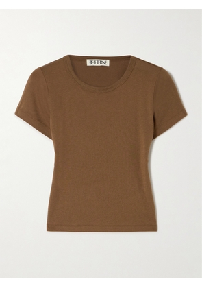 ÉTERNE - Baby Tee Cropped Cotton And Modal-blend Jersey T-shirt - Brown - x small,small,medium,large,x large