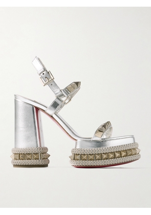 Christian Louboutin - Superclou 130 Braided-trimmed Studded Metallic Leather Platform Sandals - Gold - IT34,IT35,IT36,IT37,IT38,IT39,IT40,IT41,IT42