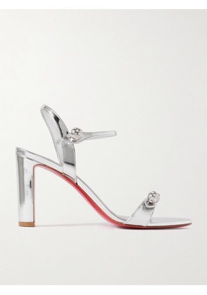 Christian Louboutin - Atmospheria 85 Crystal-embellished Metallic Leather Sandals - Silver - IT34,IT36,IT37,IT37.5,IT38,IT38.5,IT39,IT39.5,IT40,IT40.5,IT41,IT42