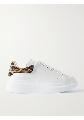 Alexander McQueen - Leopard-print Calf Hair-trimmed Leather Exaggerated-sole Sneakers - White - EU 35,EU 36,EU 36.5,EU 37,EU 37.5,EU 38,EU 38.5,EU 39,EU 39.5,EU 40,EU 41