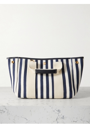 RUE de VERNEUIL - Traversée Small Striped Leather And Webbing-trimmed Canvas Tote - Blue - One size