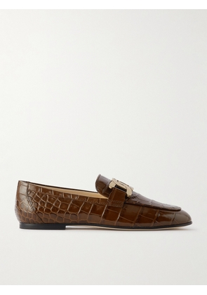 Tod's - Kate Embellished Croc-effect Leather Loafers - Brown - IT36,IT36.5,IT37,IT37.5,IT38,IT38.5,IT39,IT39.5,IT40,IT40.5,IT41,IT41.5,IT42