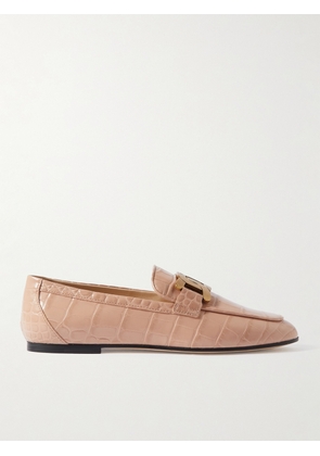 Tod's - Embellished Croc-effect Leather Loafers - Neutrals - IT34,IT36,IT36.5,IT37,IT37.5,IT38,IT38.5,IT39,IT39.5,IT40,IT40.5,IT41,IT41.5,IT42