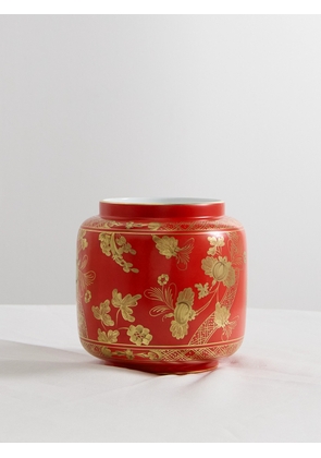 GINORI 1735 - Gold-plated Porcelain Vase - Red - One size