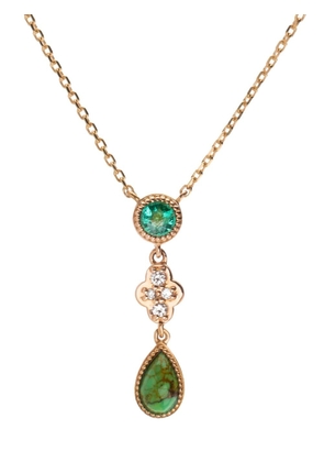 We by WHITEbIRD 18kt rose gold Clover turquoise emerald and diamond necklace - Pink