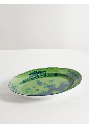 GINORI 1735 - Antico Doccia 34cm Gold-plated Porcelain Oval Platter - Green - One size