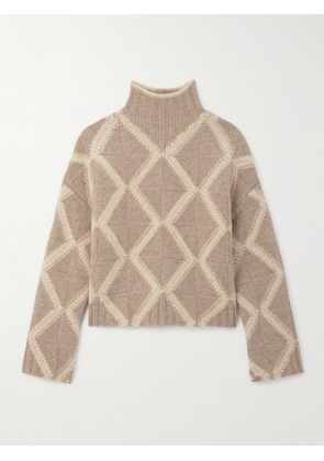 Bottega Veneta - Argyle Intarsia-knit Wool Turtleneck Sweater - Brown - XS,S,M,L