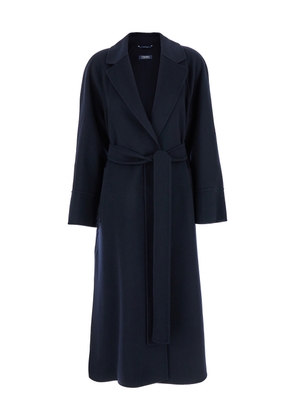 's Max Mara Agata Blue Coat With Matching Belt Il Wool Woman