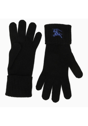 Burberry Black Cashmere Gloves With Logo