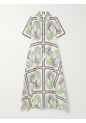 Tory Burch - Printed Cotton-voile Midi Shirt Dress - Ivory - x small,small,medium,large,x large