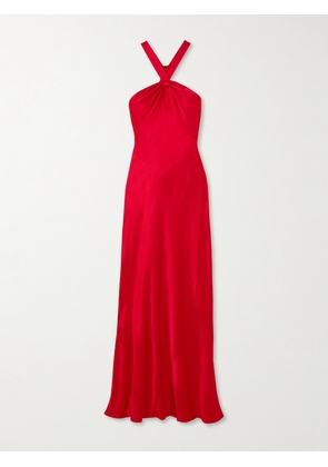 RIXO - Losanna Satin Halterneck Maxi Dress - Red - UK 6,UK 8,UK 10,UK 12,UK 14,UK 16,UK 18,UK 20