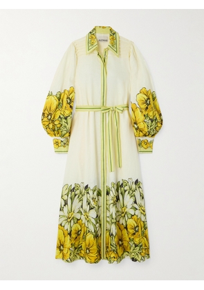 ALÉMAIS - Gisela Belted Floral-print Linen Maxi Shirt Dress - Yellow - UK 6,UK 8,UK 10,UK 12,UK 14