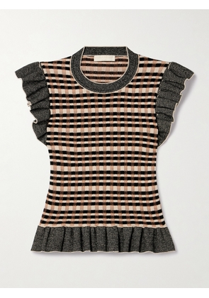 Ulla Johnson - Rea Ruffled Checked Jacquard-knit Top - Multi - x small,small,medium,large