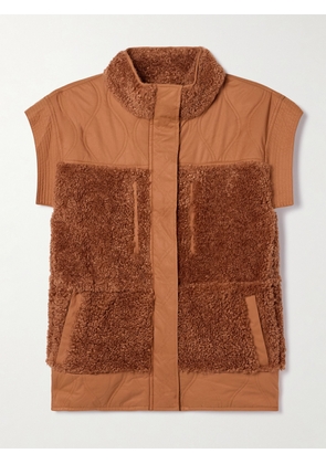 Ulla Johnson - Shiloh Faux Shearling-trimmed Quilted Shell Vest - Brown - x small,small,medium,large,x large