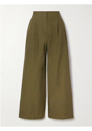 Ulla Johnson - Lani Pleated Cotton-poplin Wide-leg Pants - Green - US0,US2,US4,US6,US8,US10,US12