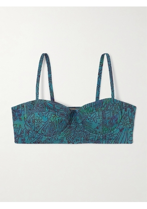 Ulla Johnson - Zahara Printed Underwired Bikini Top - Blue - x small,small,medium,large,x large