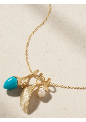 OLE LYNGGAARD COPENHAGEN - This Lotus 18-karat Gold, Turquoise And Diamond Necklace - One size
