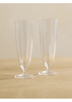 L'Objet - Iris Set Of Two Glass Champagne Flutes - Neutrals - One size