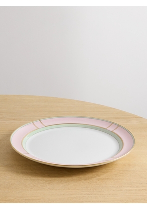 GINORI 1735 - Colonna Set Of Two Gold-plated Porcelain Dinner Plates - Pink - One size