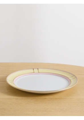 GINORI 1735 - Colonna Set Of Two Gold-plated Porcelain Dinner Plates - Yellow - One size