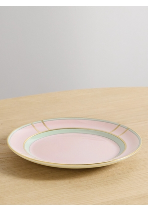 GINORI 1735 - Colonna Set Of Two 20cm Gold-plated Porcelain Dessert Plates - Pink - One size