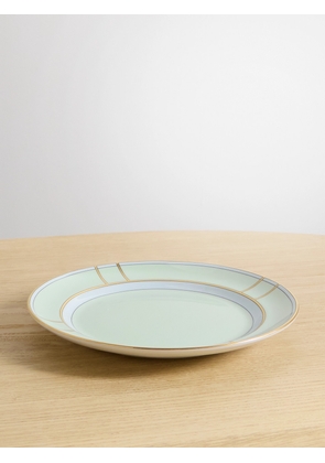 GINORI 1735 - Colonna Set Of Two 20cm Gold-plated Porcelain Dessert Plates - Green - One size