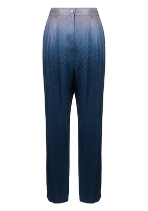 Raquel Allegra Bianca paisley-print ombré silk trousers - Blue
